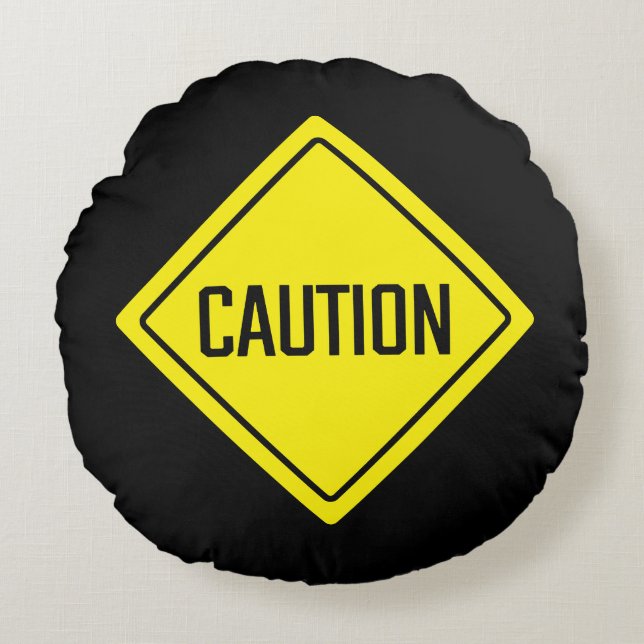 Cojín Redondo Aviso de precaución | Signo de advertencia | Almoh (Anverso)