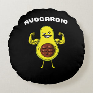 Cojín Redondo Avocardio Fitness Aguacate Funny Chiste de entrena