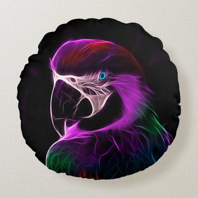 Cojín Redondo Awesome Plum Glow Parrot (Anverso)