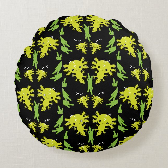 Cojín Redondo Axaotl Salamander Kids Gift (Anverso)