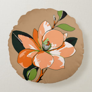 Cojín Redondo Azalea albaricoque sobre beige