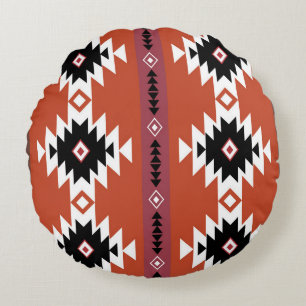 Cojín Redondo Aztec Colorful Geometric Pattern