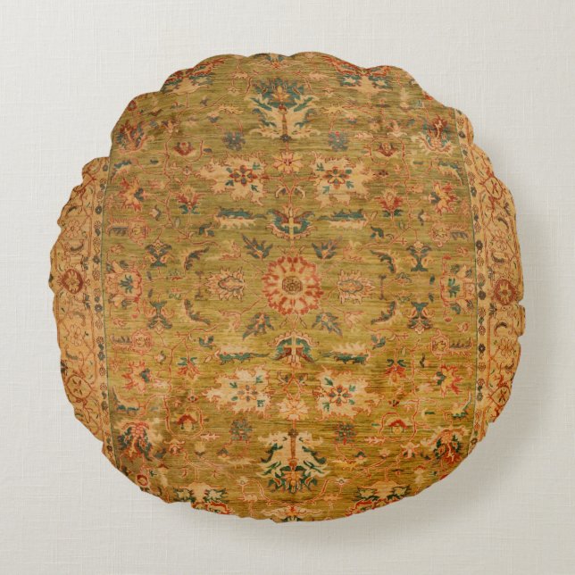 Cojín Redondo Azul amarillo verde oscuro persa  (Anverso)