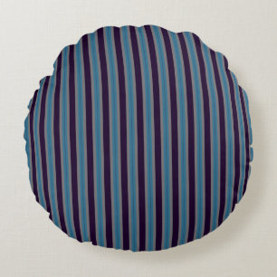 Cojín Redondo azul denim, morado oscuro y rayas grises