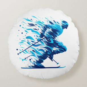 Cojín Redondo Azul energético para los entusiastas del deporte