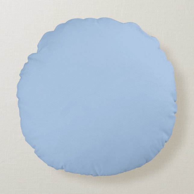 Cojín Redondo Azul francés claro sólido (Anverso)