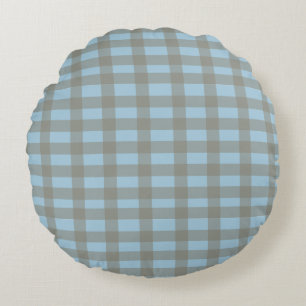 Cojín Redondo Azul Gingham