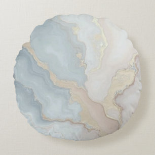 Cojín Redondo Azul Gris Beige Crema Abstracto Ligero Polvo
