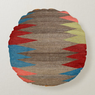 Cojín Redondo Azul gris oscuro contemporáneo a rayas 