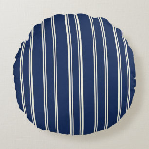 Cojín Redondo Azul Marino Marfil Cálido Elegantes Rayas