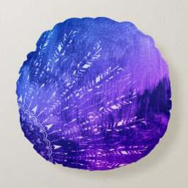 Cojín Redondo Azul morado Mandala nubes Boho Bohemian Pil