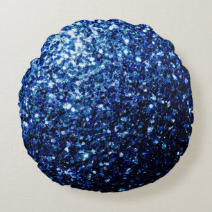 Cojín Redondo Azul oscuro profundo brillante falso brillo destel