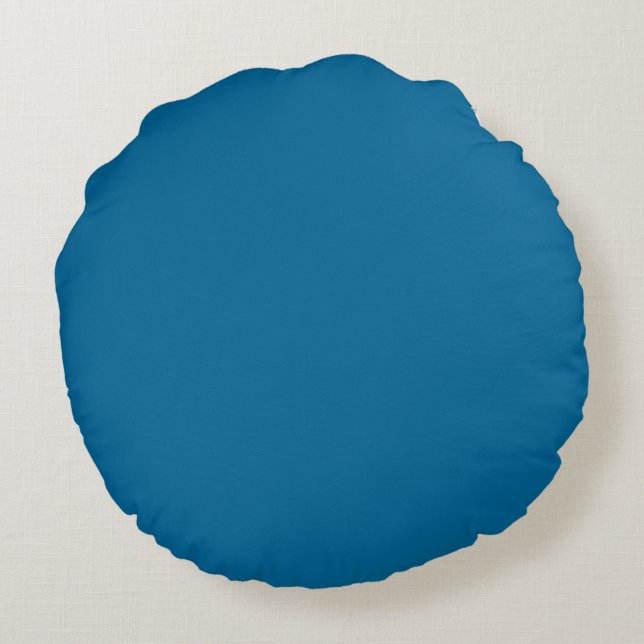 Cojín Redondo Azul sólido color liso (Reverso)