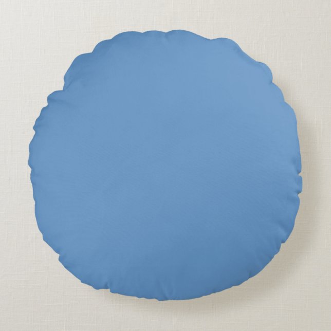 Cojín Redondo Azul sólido color liso (Anverso)