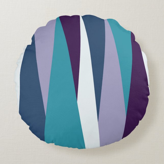 Cojín Redondo azul violeta y blanco (Anverso)