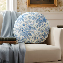 Azul y crema floral Toile de Jouy