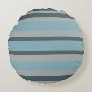 Cojín Redondo Azul y gris rayado