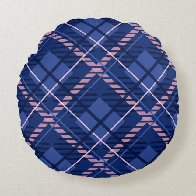 Cojín Redondo Azul y rosado (Anverso)