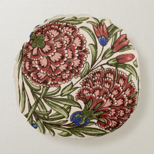 Cojín Redondo Azulejo de Flor de Clavel Antiguo Rústico Arte De 