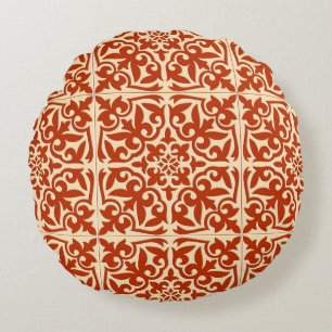 Cojín Redondo Azulejo marroquí - naranja coral y melocotón