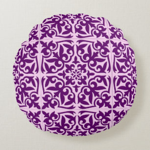 Cojín Redondo azulejo marroquí - púrpura y orquídea