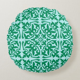 Cojín Redondo Azulejo marroquí - turquesa y aqua