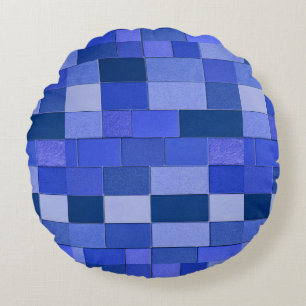 Cojín Redondo Azulejos de mosaico azules