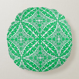 Cojín Redondo Azulejos marroquíes - verde jade y blanco