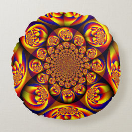 Cojín Redondo Azules, Amarillos, Mini Esferas De Oro