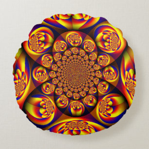 Cojín Redondo Azules, Amarillos, Mini Esferas De Oro