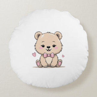 Cojín Redondo baby girl bear round pillow