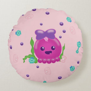 Cojín Redondo Baby Girl Kawaii Octopus