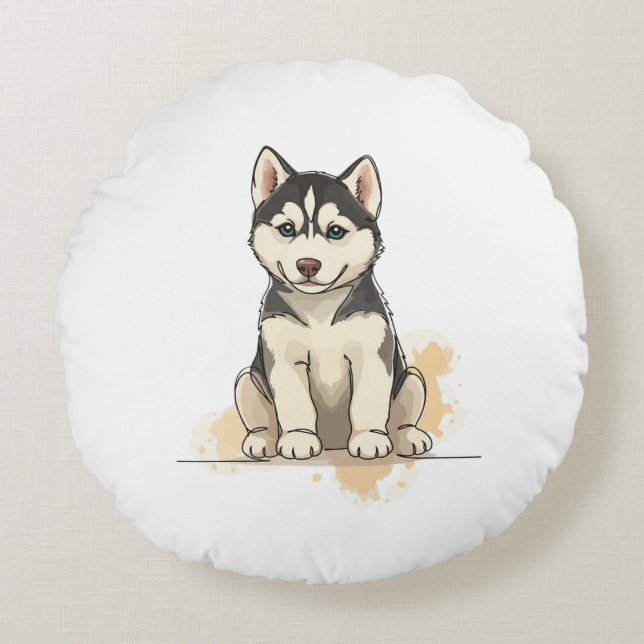 Cojín Redondo baby husky (Anverso)
