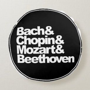 Cojín Redondo Bach y Chopin y Mozart y Beethoven