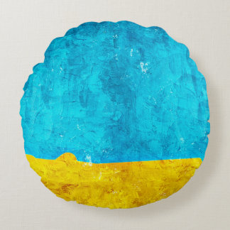 Cojín Redondo Background blue yellow art