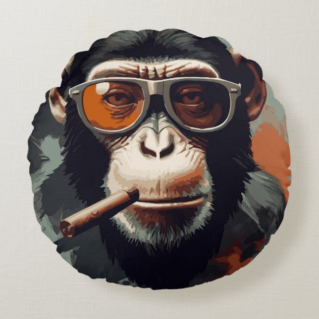 Cojín Redondo Badass Monkey  (Anverso)