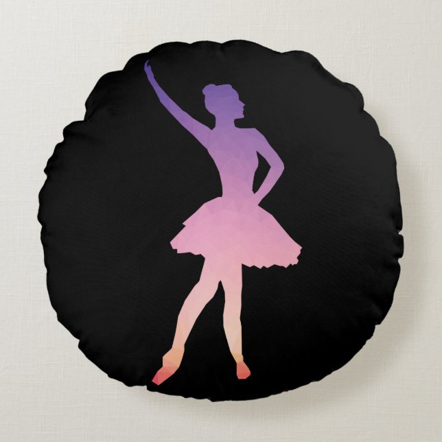 Cojín Redondo Bailarina adolescente chica morado, rosa oscuro (Anverso)