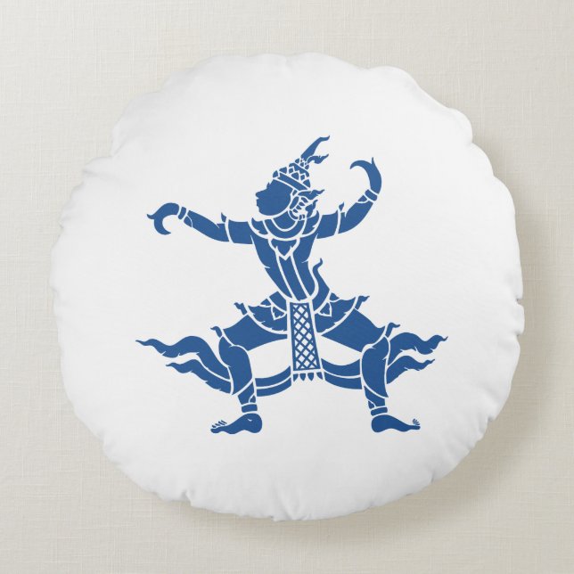 Cojín Redondo Bailarina tailandesa ⚠ ⚠ Rótulo tailandés (Anverso)