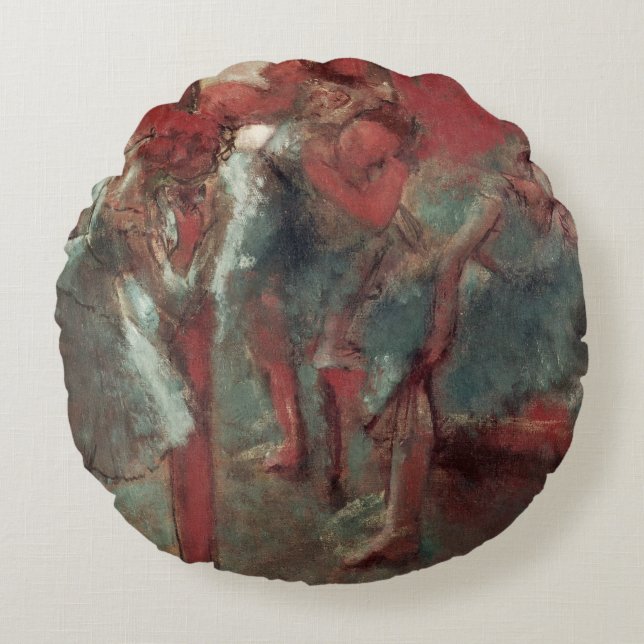 Cojín Redondo Bailarines de Edgar Degas el | en el ensayo, (Anverso)