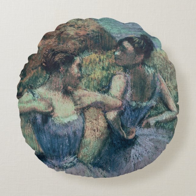 Cojín Redondo Bailarines de Edgar Degas el | en violeta (Anverso)