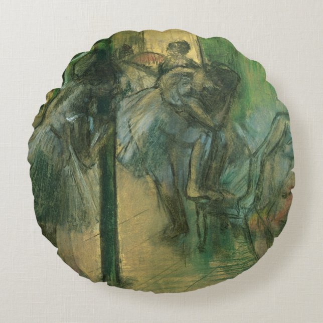 Cojín Redondo Bailarines de Edgar Degas el | que ensayan (Anverso)