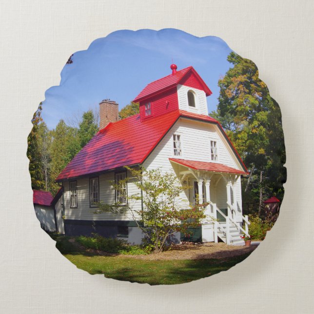 Cojín Redondo Baileys Harbor Rear Range Light round pillow (Anverso)