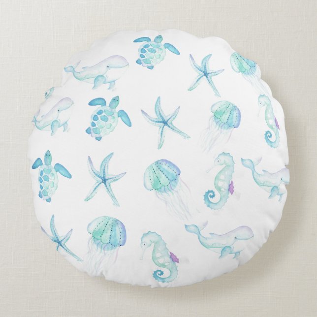 Cojín Redondo Bajo el mar (Anverso)