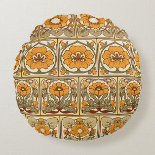 Cojín Redondo Baldosa cerámica: estilo Art Nouveau.