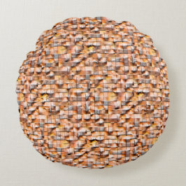 Cojín Redondo Baldosas de cerámica ástica naranja gris con defec