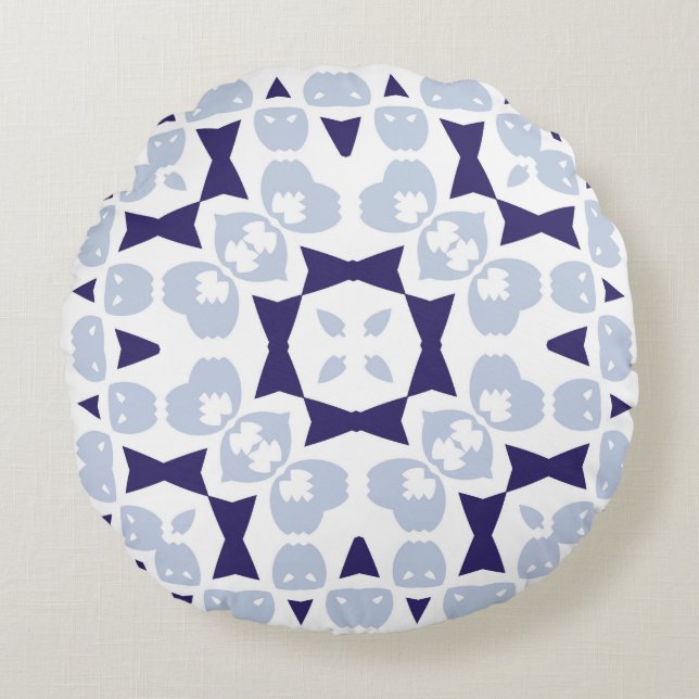 Cojín Redondo Baldosas de cerámica azulejo portugal. Viñeta sin  (Anverso)