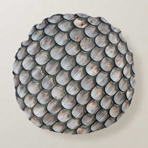 Cojín Redondo Baldosas de cerámica marrón y blanca