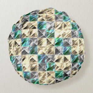 Cojín Redondo Baldosas de color beige y plata o manchas