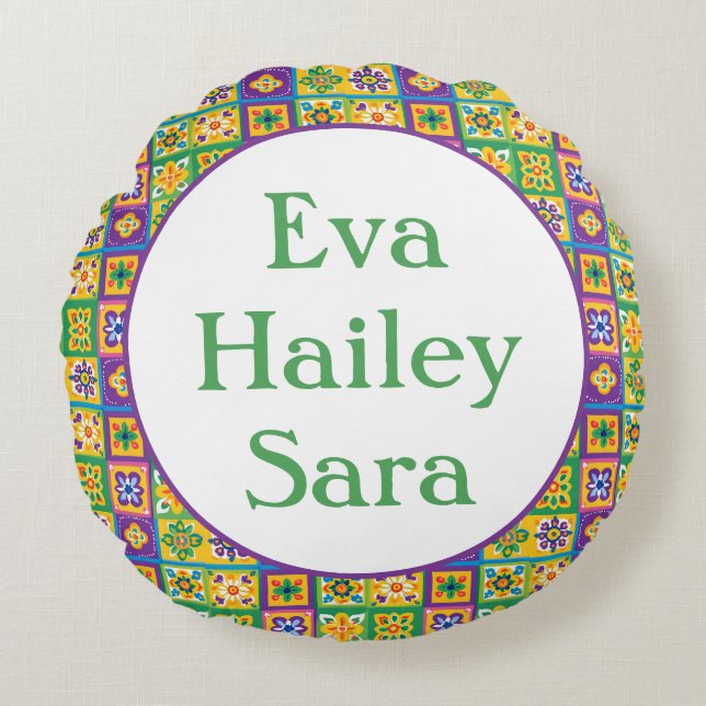 Cojín Redondo Baldosas de colores (Anverso)