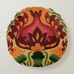 Cojín Redondo Baldosas de época, decoración Art Nouveau.